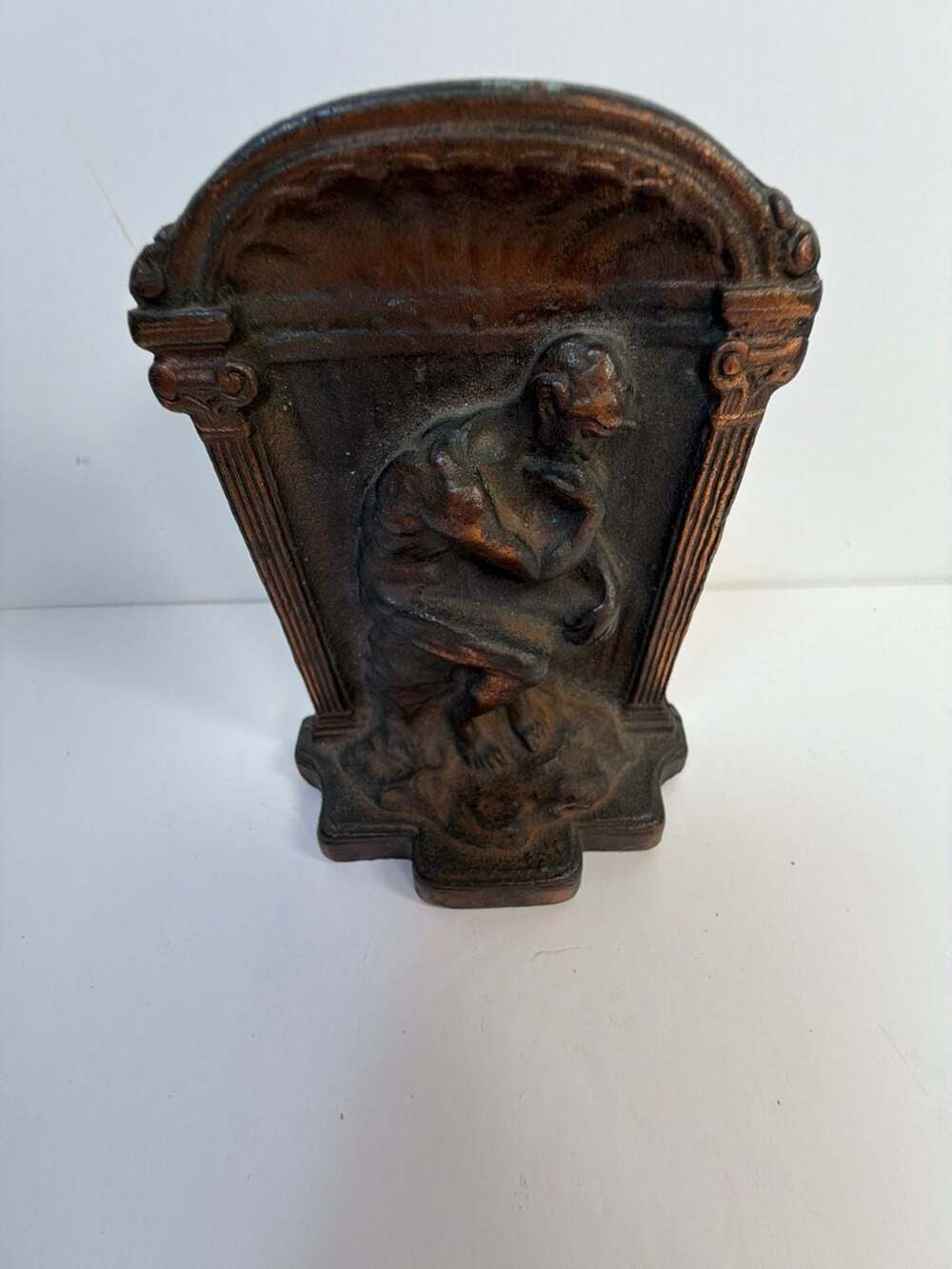 Vintage Cast Iron Rodin's The Thinker Single‎ Bookend with Bronze Finish